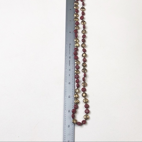 Lucky Brand Red And Gold Beads Boho Style Necklace - Picture 5 of 7